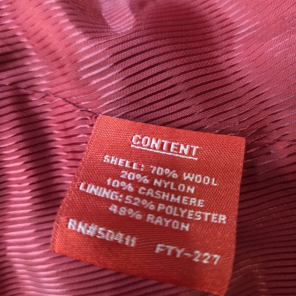 VTG Oscar de la Renta Red Wool Cashmere Coat Size 14  Belted Collar Detail - Picture 8 of 16